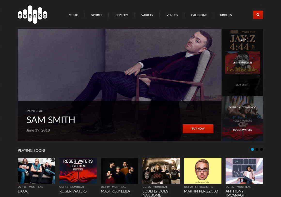 Old homepage of the Evenko website